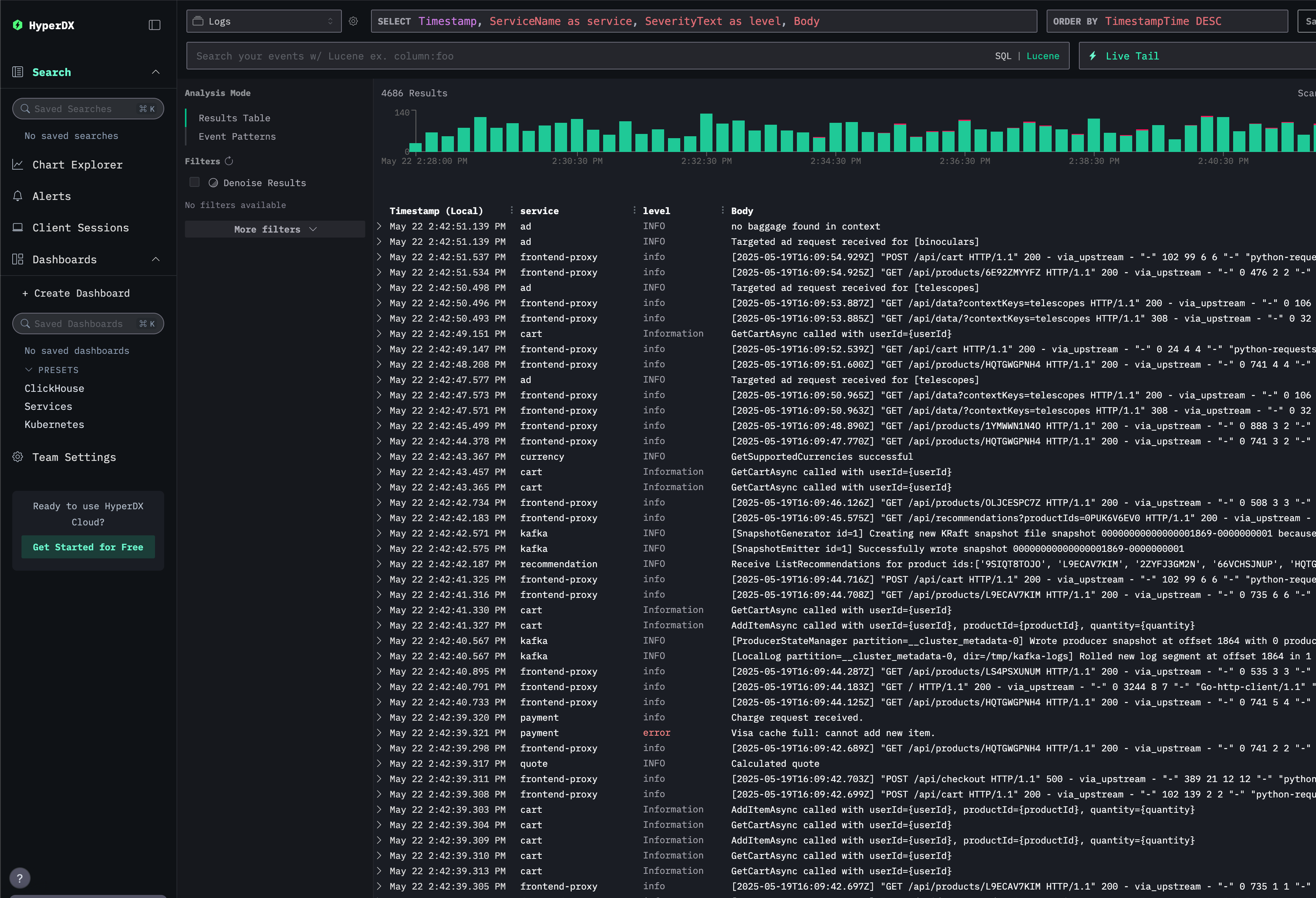 Поиск в HyperDX