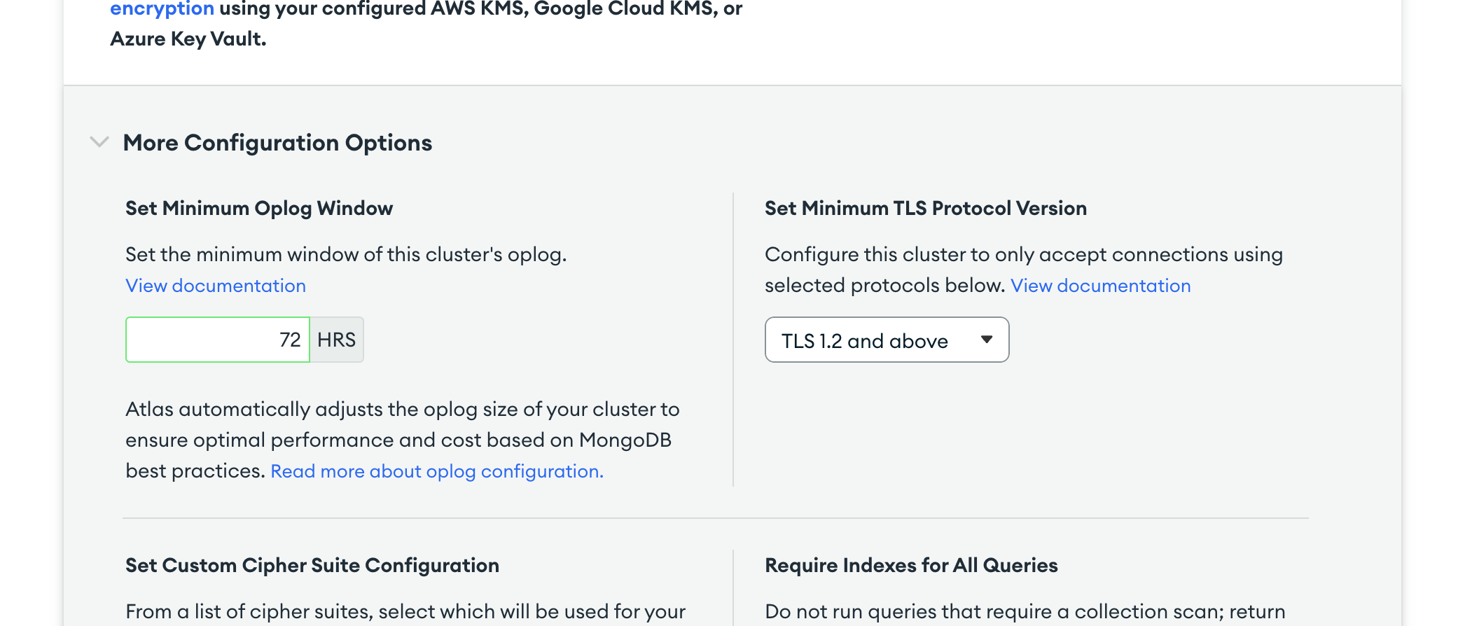 Задайте количество часов хранения oplog
